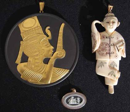 Appraisal: Two piece Wedgwood pendant and a ivory pendant PROVENANCE The