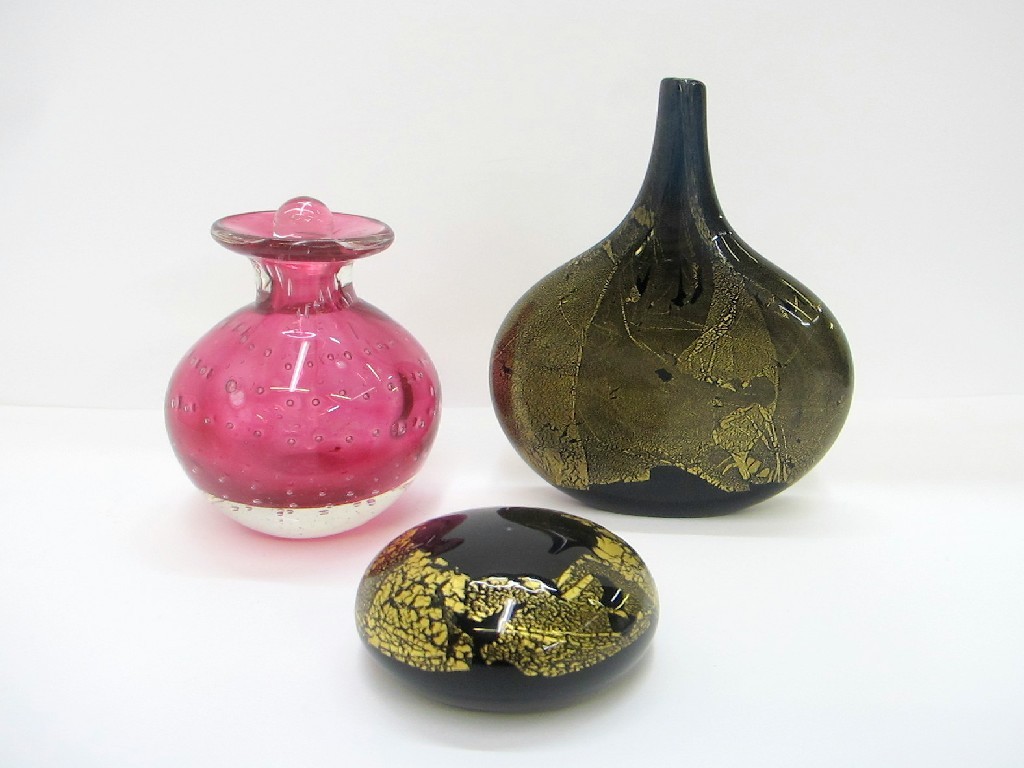 Appraisal: Isle of Wight glass vase and similar paperweight and pink