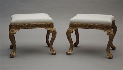 Appraisal: Pair of George I-Style Giltwood Stools