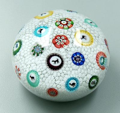 Appraisal: Baccarat paperweight white star ground with black silhouettes of goat