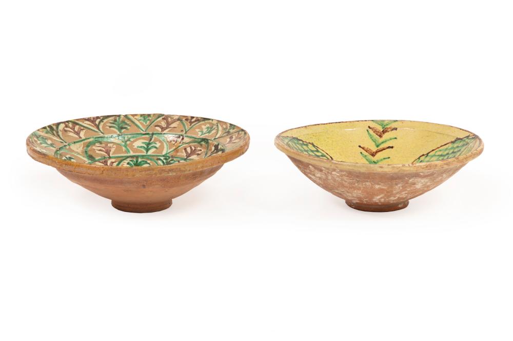 Appraisal: Two Faience Pottery Bowls decorated with foliage motif in a