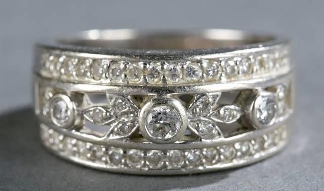 Appraisal: Large ladies diamond and kt white gold band Large ladies