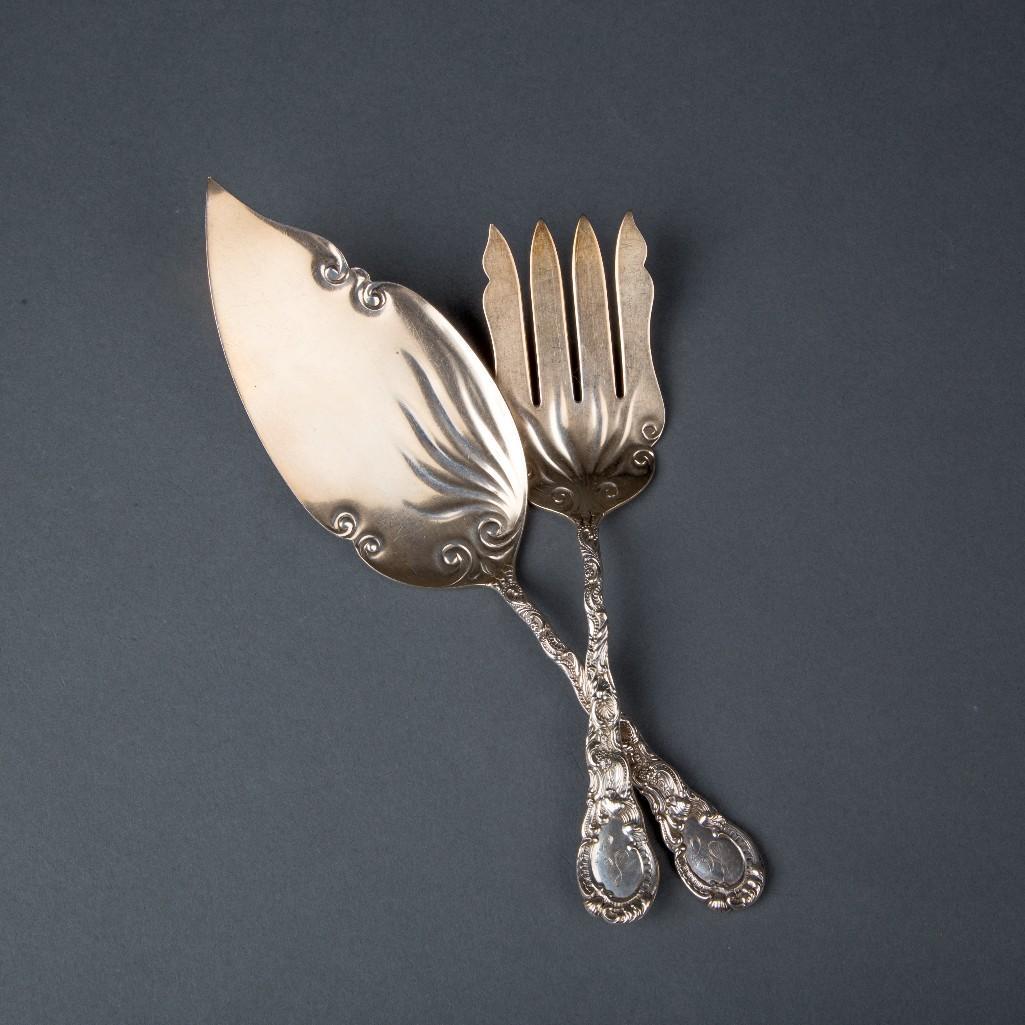 Appraisal: DURGIN STERLING LOUIS XV PATTERN SERVING UTENSILS Includes an inch