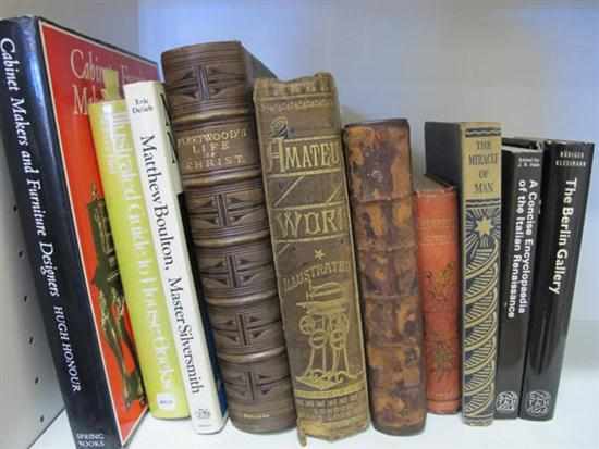 Appraisal: ONE SHELF OF ASSORTED BOOKS INCL ANTIQUE REFERENCE ETC