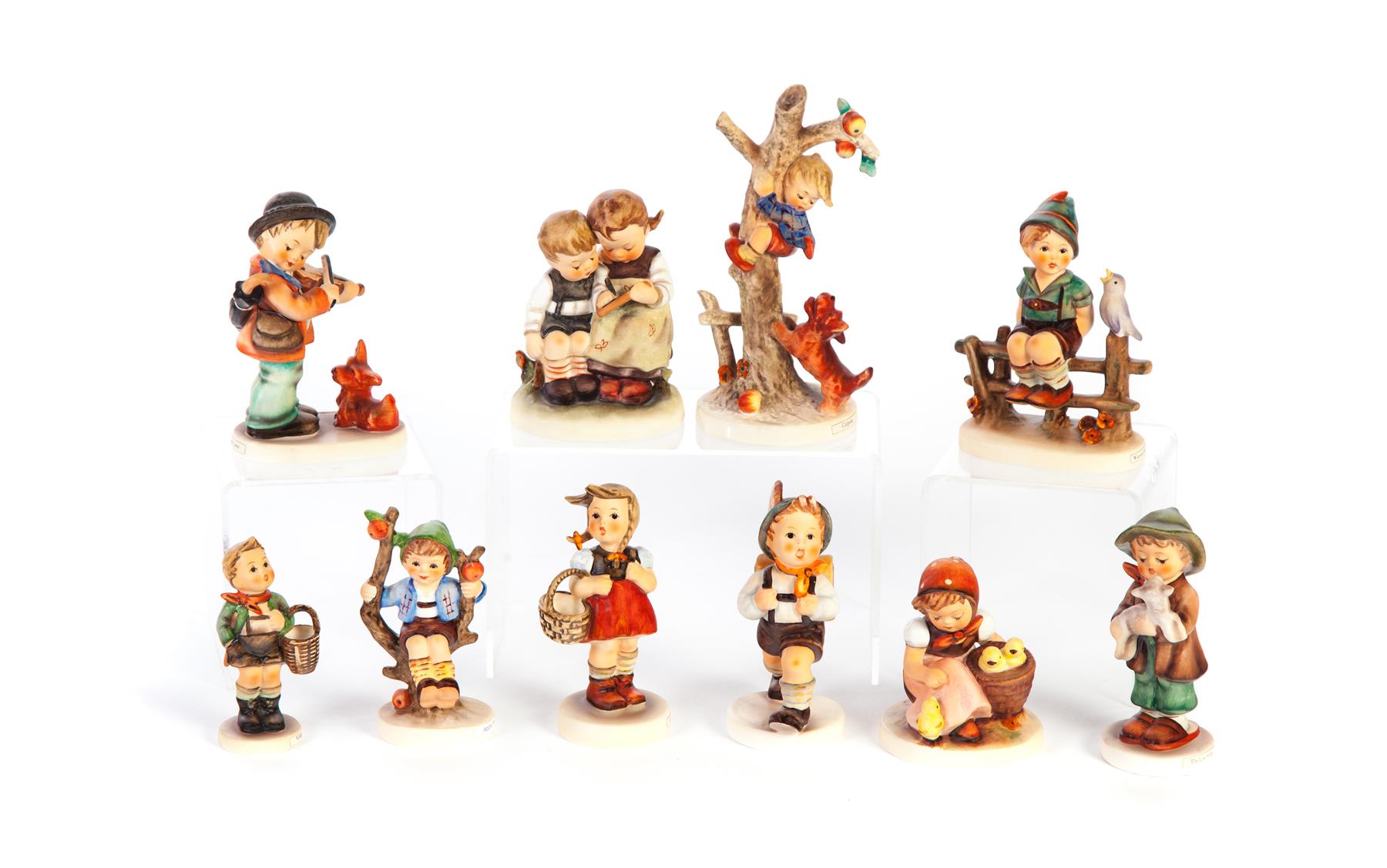 Appraisal: TEN HUMMEL FIGURINES Germany nd half- th century Culprits Little