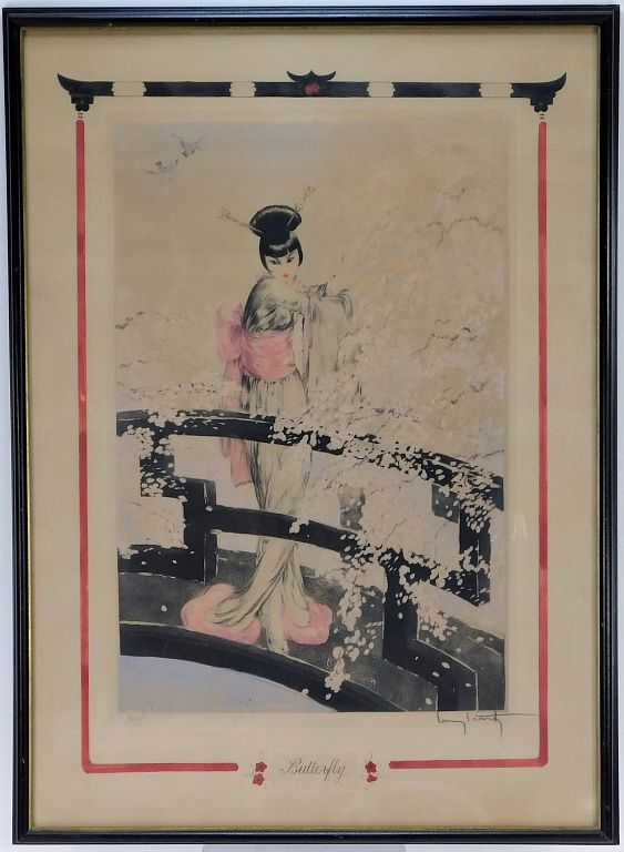 Appraisal: Louis Icart Art Deco Madame Butterfly Lithograph New York France