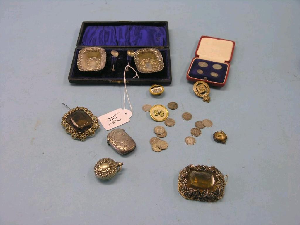 Appraisal: A cased set of Maundy Money four silver coins a