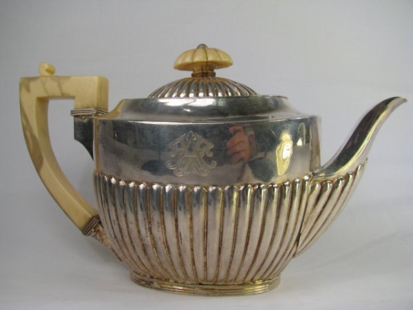 Appraisal: Leuchars Sheffield teapot with ivory handle and finial Measures high