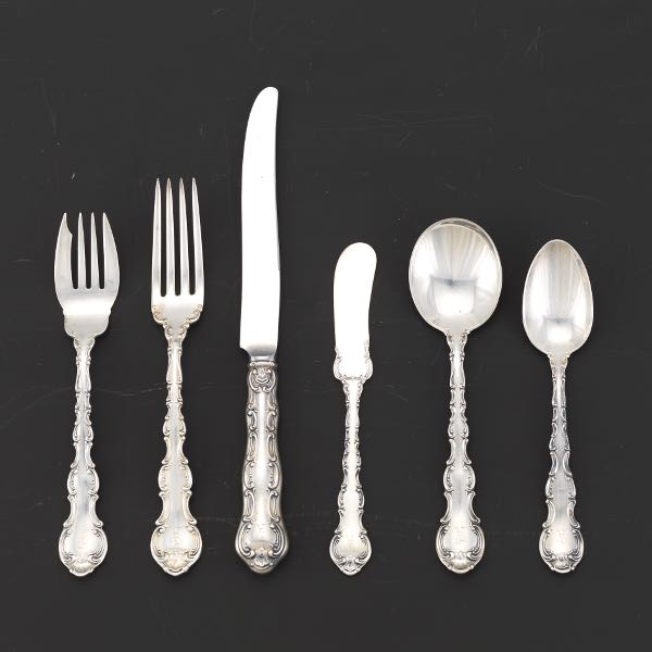 Appraisal: MONOGRAMED GORHAM STERLING SILVER FLATWARE SERVICE FOR TWELVE STRASBOURG PATTERN