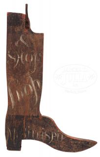 Appraisal: INTERESTING PAINTED PINE TRADE SIGN OF A BOOT INTERESTING PAINTED