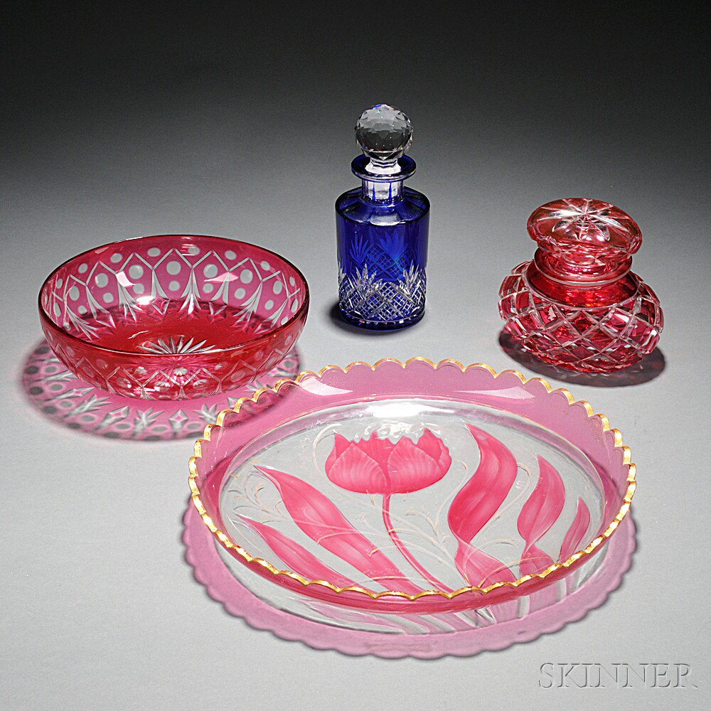 Appraisal: Four Cut Glass Items late th early th century unsigned