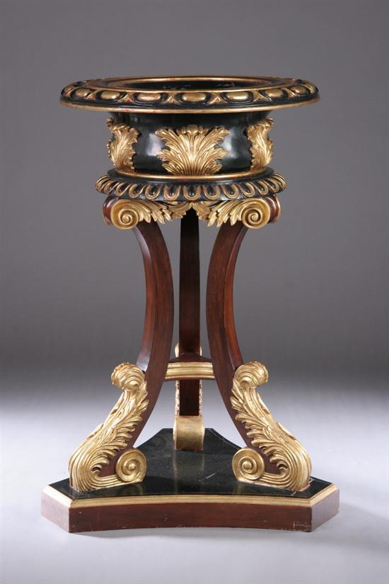 Appraisal: CLASSICAL STYLE EBONIZED AND PARCEL-GILT MAHOGANY FERNERY Late th century