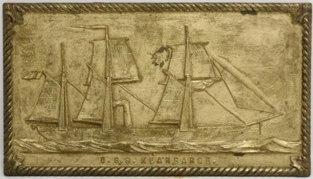 Appraisal: EARLY TH C GILDED BRONZE PLAQUE DEPICTINGTHE U S S