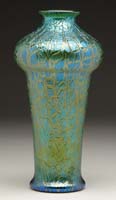 Appraisal: LOETZ IRIDESCENT VASE Green glass with iridescent blue crackle-type decoration