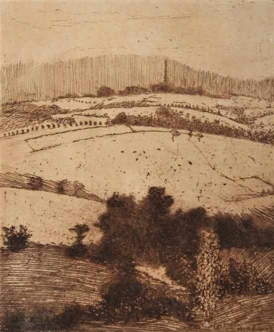 Appraisal: John Shirlow - Landscape etching uneditioned x cm