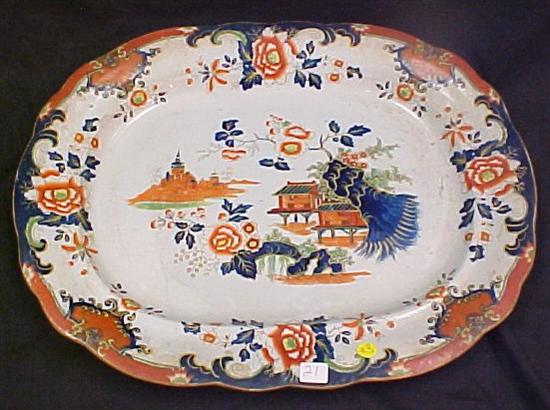 Appraisal: English ironstone platter marked W B Imari pattern small chip