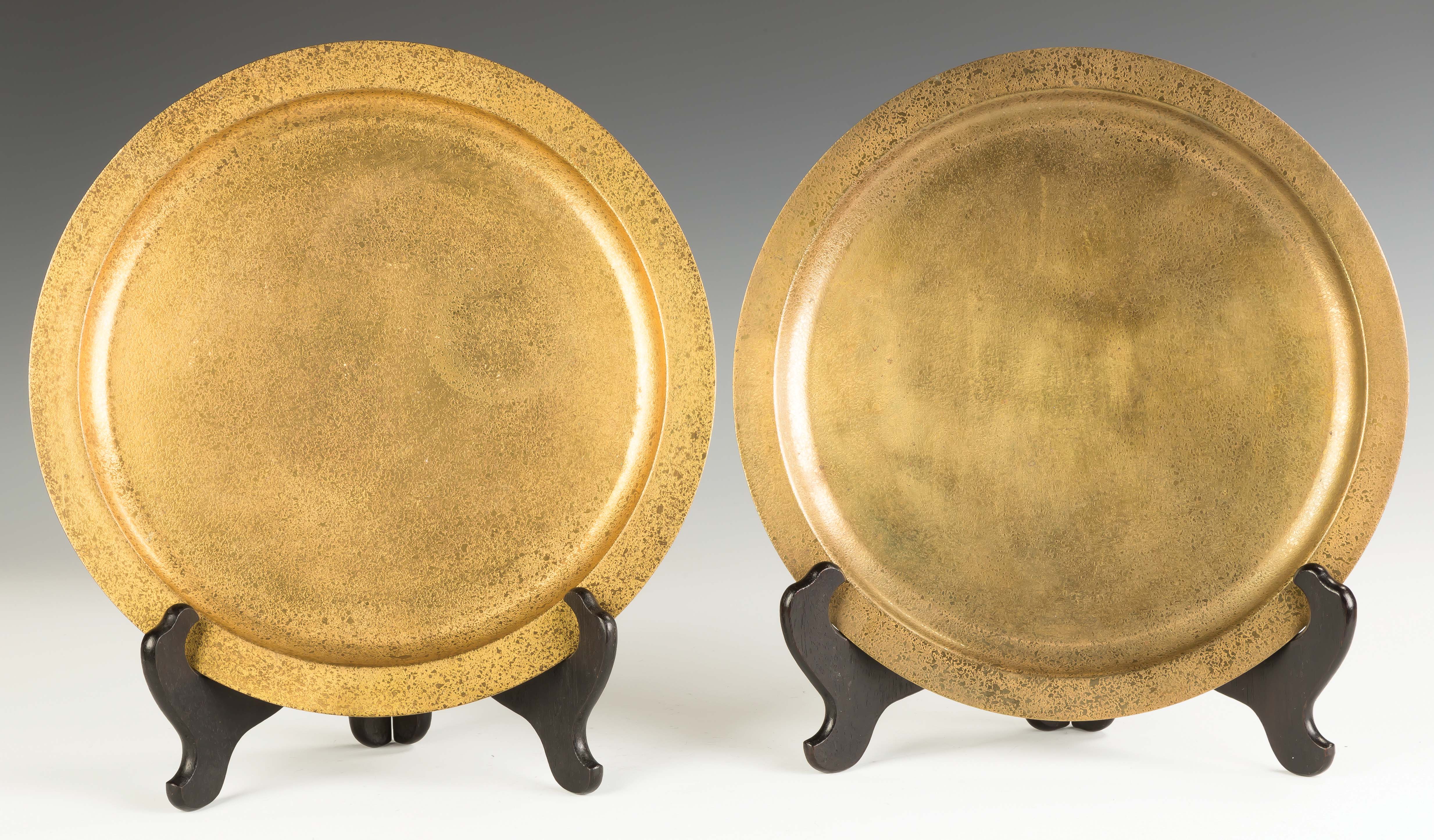 Appraisal: Tiffany Co Two Similar Gilt Bronze Trays Both signed Tiffany