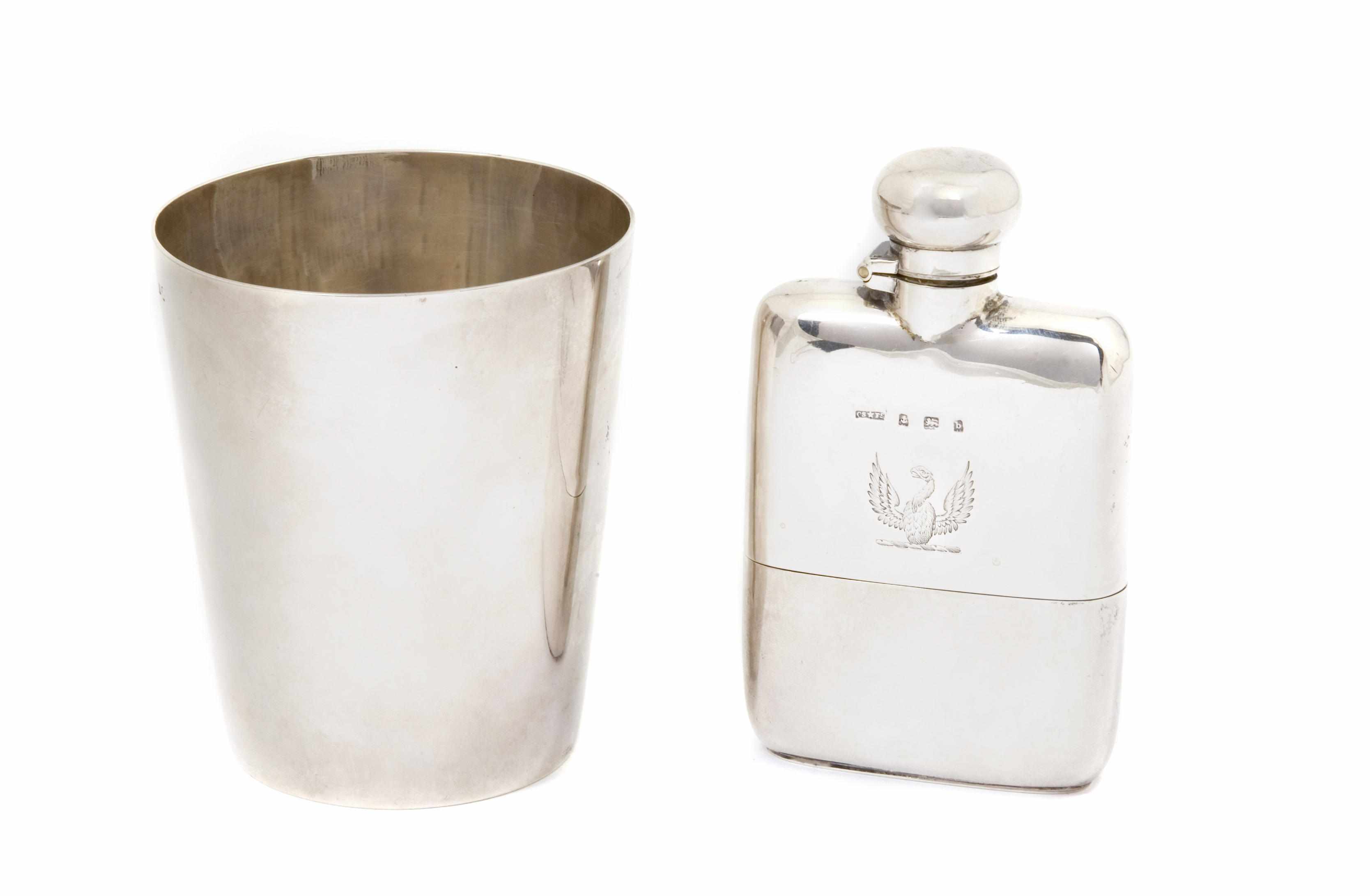 Appraisal: An English sterling silver beaker and flask th - th