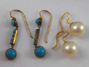 Appraisal: A mixed lot comprising a pair of gilt metal turquoise