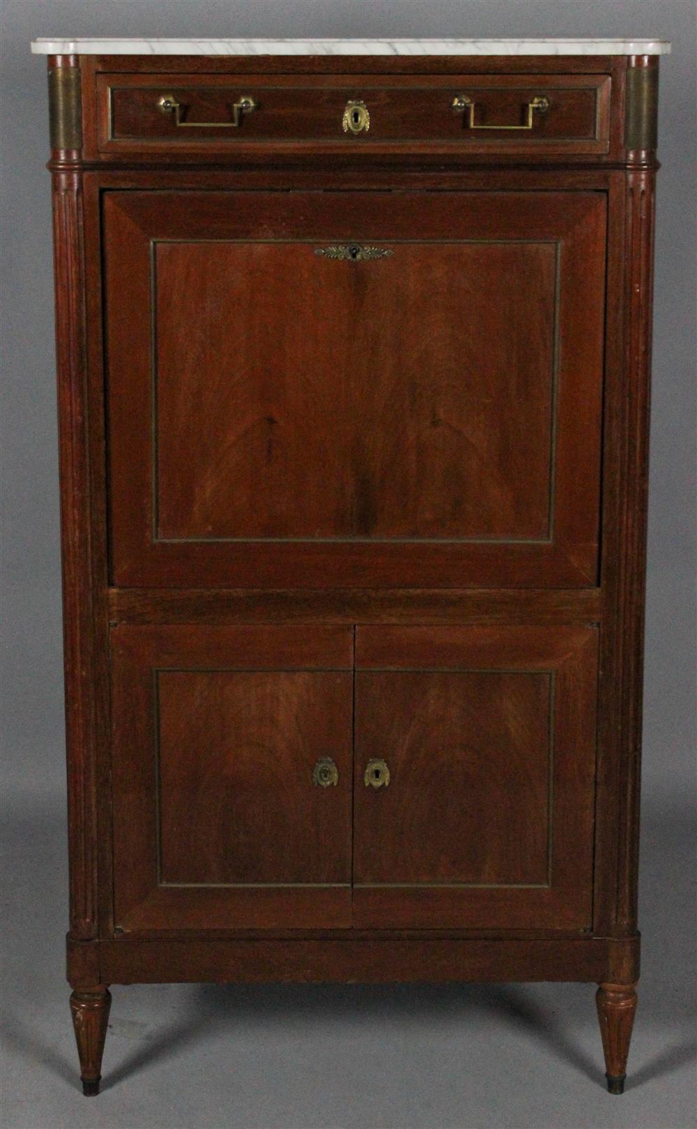 Appraisal: LOUIS XVI STYLE MAHOGANY SECRETAIRE A ABATTANT th Century with