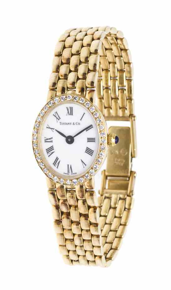 Appraisal: A Karat Yellow Gold and Diamond Wristwatch Tiffany Co x