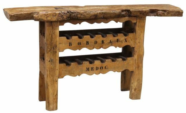 Appraisal: Rustic French console wine tasting table th c live edge