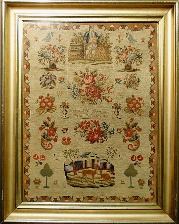 Appraisal: - Woolwork sampler wrought by Anna W Holmes probably English