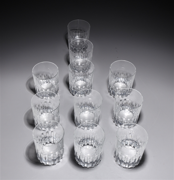 Appraisal: Set of eleven large Baccarat crystal rotary pattern tumblers each