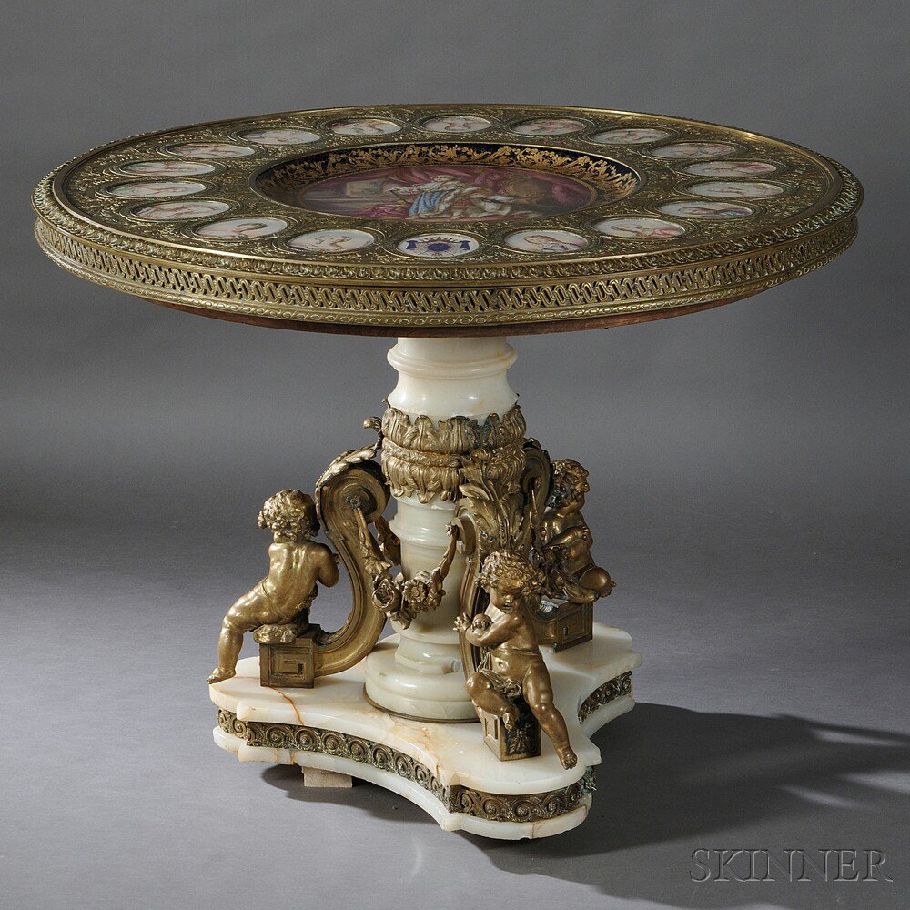 Appraisal: Napoleon III Sevres-style Porcelain- and Bronze-mounted Center Table France last