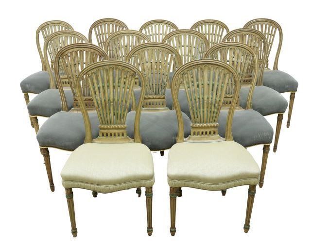 Appraisal: lot of Louis XVI style upholstered dining chairs mid th