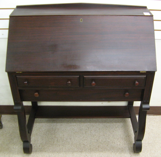 Appraisal: MAHOGANY SLANT-FRONT WRITING DESK Empire Revival style American early th