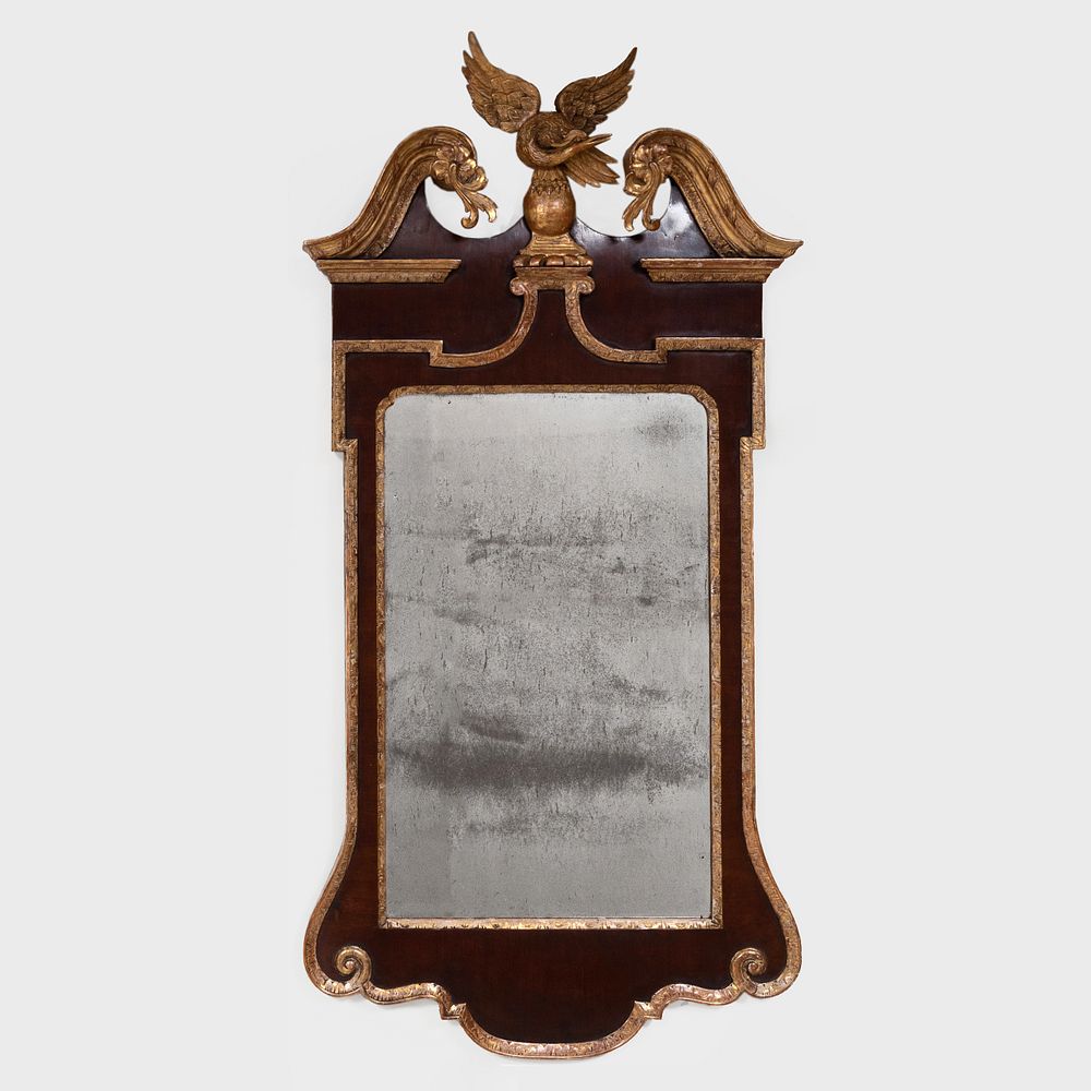 Appraisal: George III Mahogany and Parcel-Gilt Mirror ft in x in