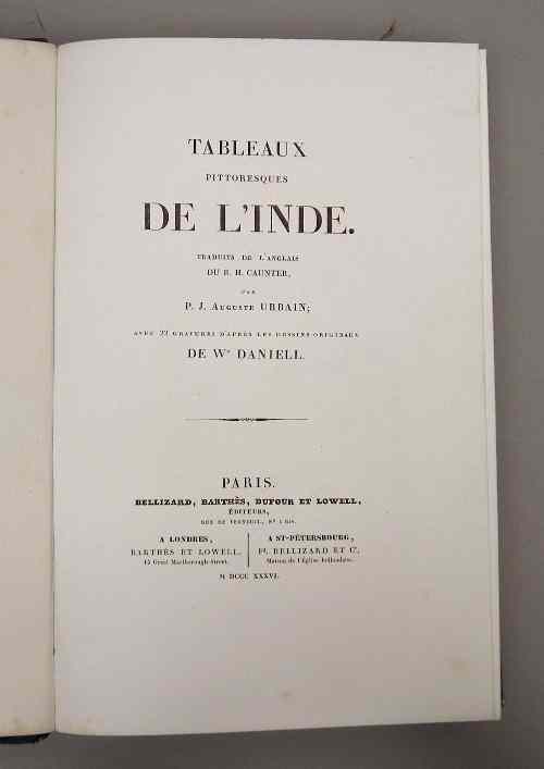 Appraisal: Tableaux Pittoresques de L'Inde translated by P J Auguste Urbain