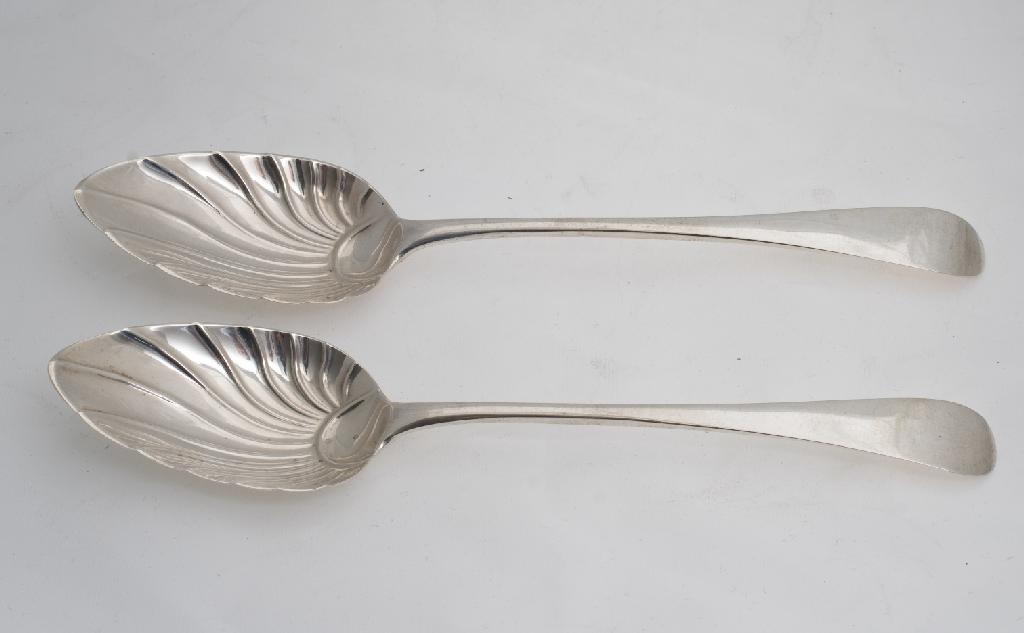 Appraisal: PAIR OF GEORGE III SILVER TABLE SPOONS PETER WILLIAM BATEMAN