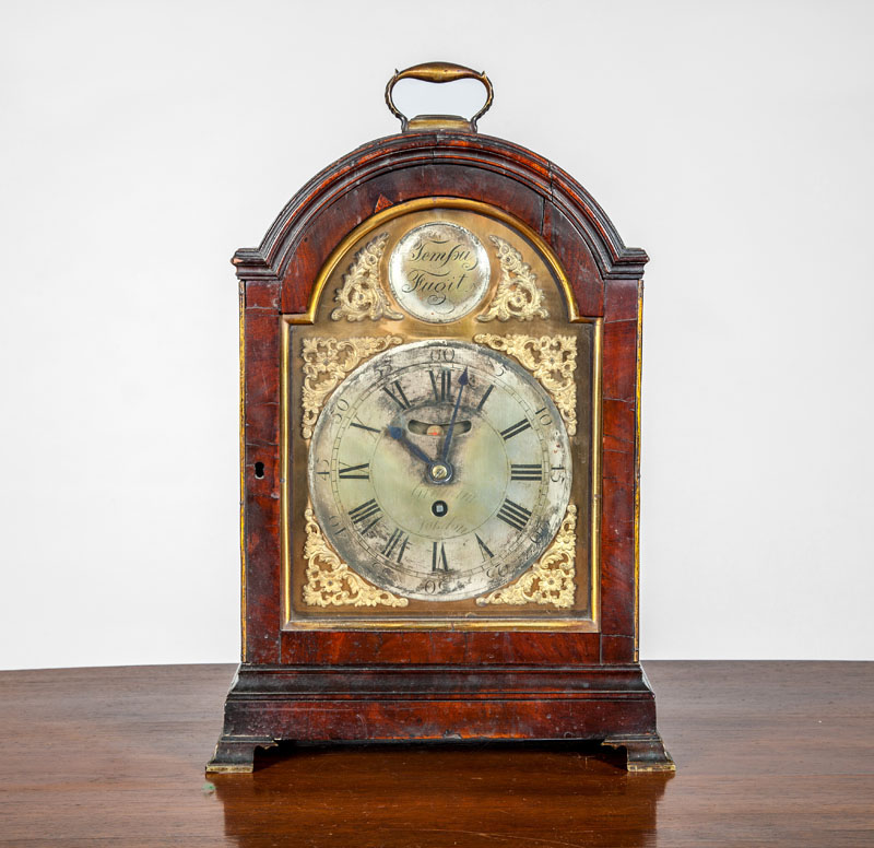 Appraisal: GEORGE III BRASS-MOUNTED AND GILT-METAL MAHOGANY MANTLE CLOCK Dial signed