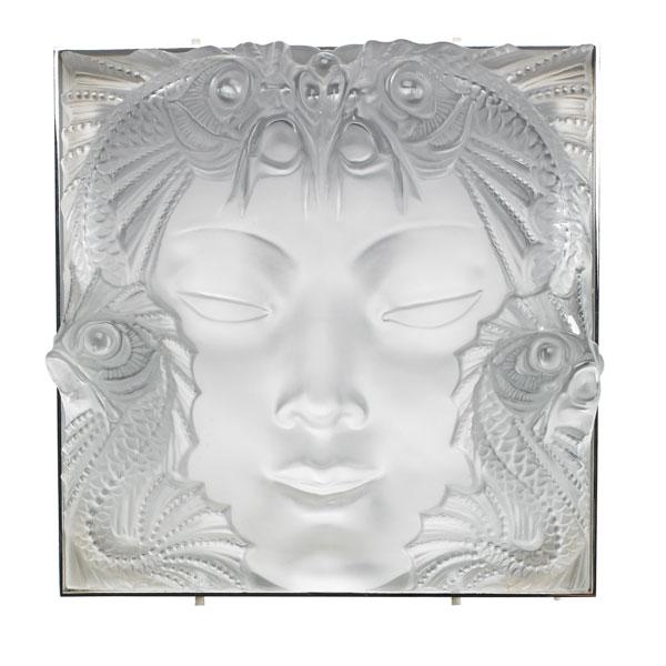 Appraisal: LALIQUE Masque de Femme in frosted glass three dimensional sculpture