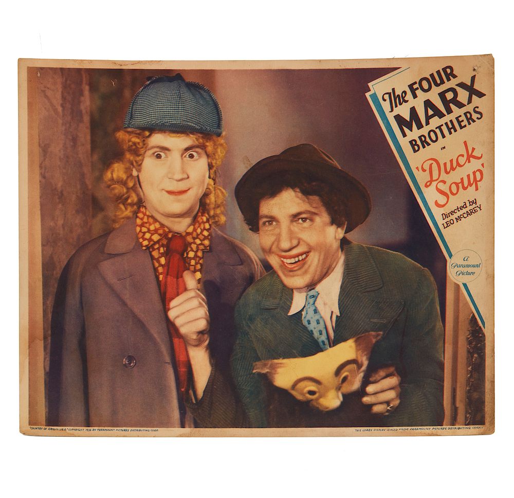 Appraisal: Duck Soup Paramount Lobby Card Marx Brothers Marx Brothers Duck