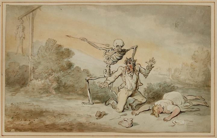 Appraisal: ROWLANDSON THOMAS Original unpublished watercolor of Death and the Highwayman