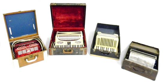 Appraisal: MUSICAL INSTRUMENTS Four mid- th C accordions all contained in