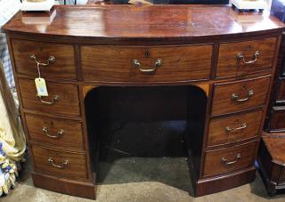 Appraisal: George III mahogany writing desk late th century with bow-front