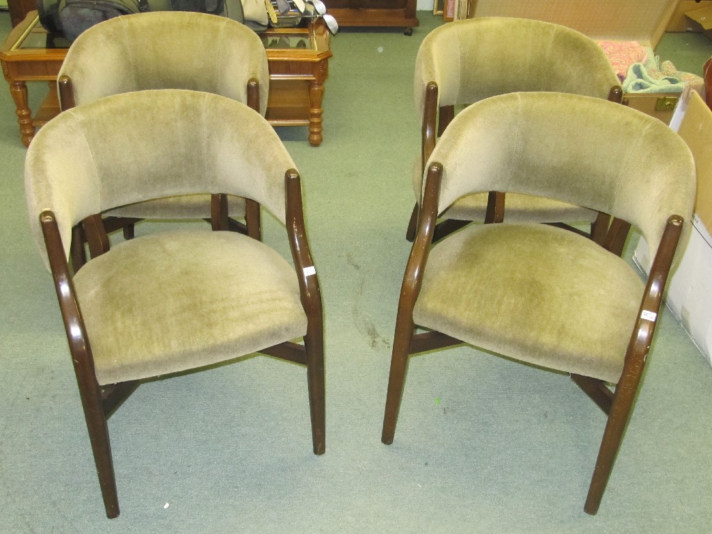 Appraisal: Set of four upholstered modern tub chairs