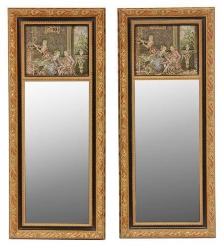 Appraisal: pair Trumeau mirrors late th c rectangular parcel gilt and