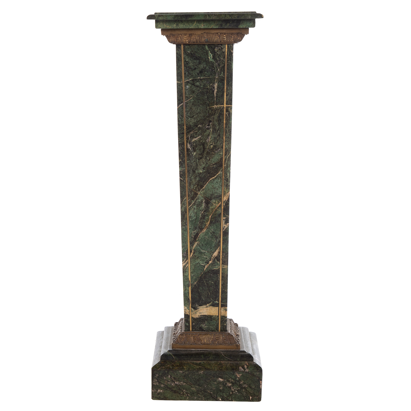 Appraisal: CLASSICAL STYLE MARBLE BRASS INLAID PEDESTAL Early th century with