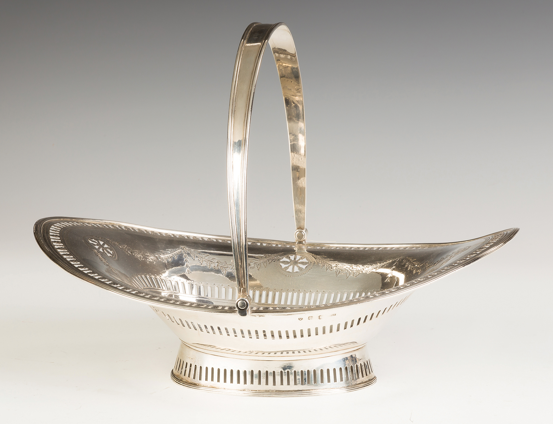 Appraisal: John Moore Dublin Irish Sterling Silver Cake Basket C Reeded