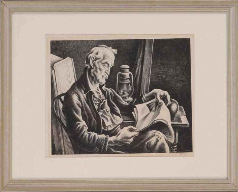 Appraisal: THOMAS HART BENTON - OLD MAN READING Lithograph signed in