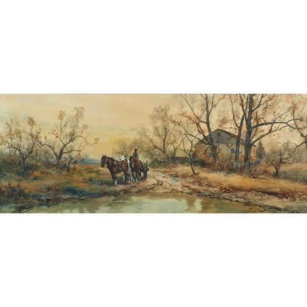 Appraisal: FRANK F ENGLISH American - Watercolor on paper The Well