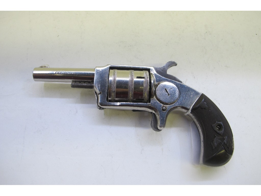 Appraisal: A nickel plated pocket revolver with six chamber cylinder