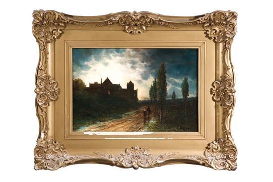 Appraisal: SUNSET LANDSCAPE SIGNED R ULLER EUROPEAN TH CENTURY Oil on