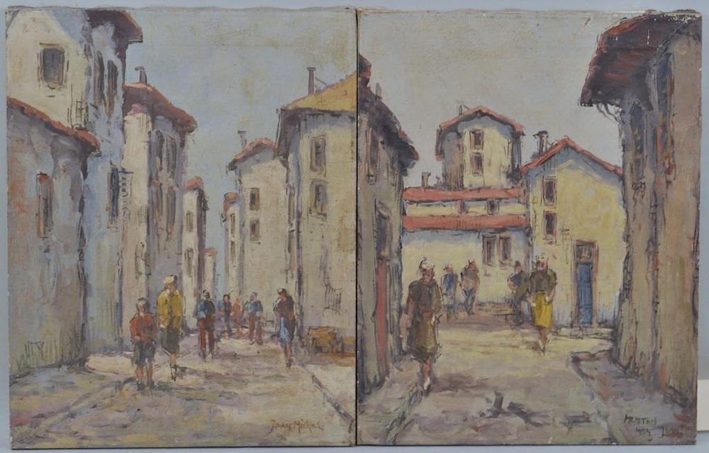 Appraisal: J Albert Two O C Paintings of French Villages high