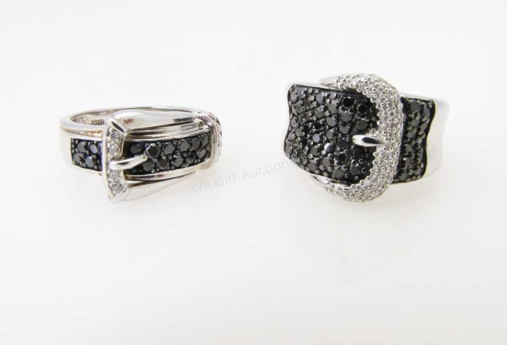 Appraisal: Two sterling silver buckle rings including LJ ring with approximately